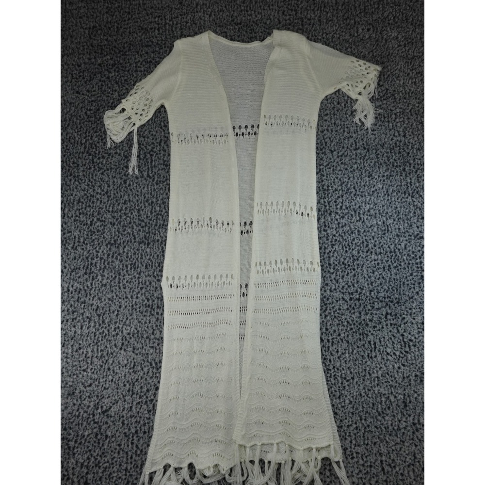 Unbranded Crochet Knit Longline Cardigan Duster Women One Size Cream Excellent